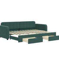 Tagesbett Ausziehbar mit Schubladen Dunkelgrün 80x200 cm Samt