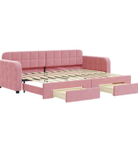 Tagesbett Ausziehbar mit Schubladen Rosa 80x200 cm Samt