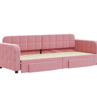 Tagesbett Ausziehbar mit Schubladen Rosa 80x200 cm Samt