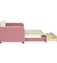Tagesbett Ausziehbar mit Schubladen Rosa 80x200 cm Samt