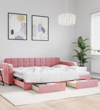Tagesbett Ausziehbar mit Schubladen Rosa 80x200 cm Samt