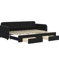 Tagesbett Ausziehbar mit Schubladen Schwarz 80x200 cm Samt