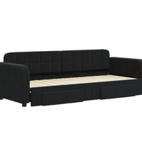 Tagesbett Ausziehbar mit Schubladen Schwarz 80x200 cm Samt