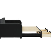 Tagesbett Ausziehbar mit Schubladen Schwarz 80x200 cm Samt