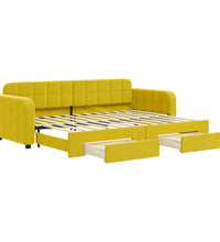 Tagesbett Ausziehbar mit Schubladen Gelb 80x200 cm Samt