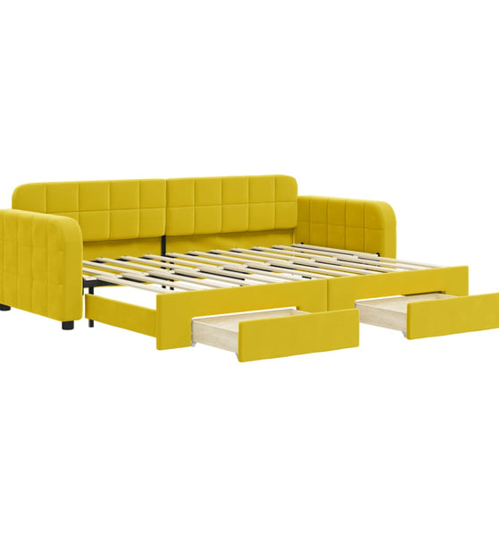 Tagesbett Ausziehbar mit Schubladen Gelb 80x200 cm Samt