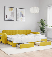 Tagesbett Ausziehbar mit Schubladen Gelb 80x200 cm Samt