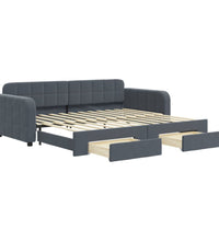 Tagesbett Ausziehbar mit Schubladen Dunkelgrau 90x200 cm Samt