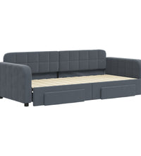 Tagesbett Ausziehbar mit Schubladen Dunkelgrau 90x200 cm Samt