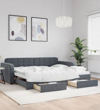 Tagesbett Ausziehbar mit Schubladen Dunkelgrau 90x200 cm Samt