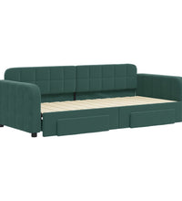 Tagesbett Ausziehbar mit Schubladen Dunkelgrün 90x200 cm Samt