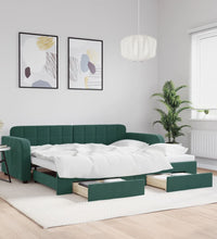 Tagesbett Ausziehbar mit Schubladen Dunkelgrün 90x200 cm Samt