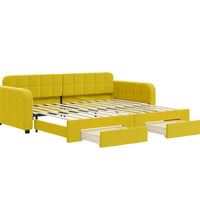 Tagesbett Ausziehbar mit Schubladen Gelb 90x200 cm Samt