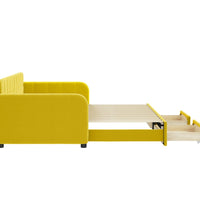 Tagesbett Ausziehbar mit Schubladen Gelb 90x200 cm Samt