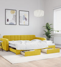 Tagesbett Ausziehbar mit Schubladen Gelb 90x200 cm Samt