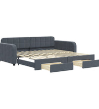 Tagesbett Ausziehbar mit Schubladen Dunkelgrau 100x200 cm Samt