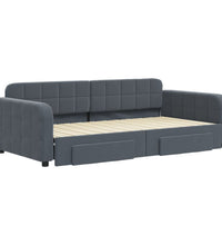Tagesbett Ausziehbar mit Schubladen Dunkelgrau 100x200 cm Samt