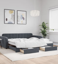 Tagesbett Ausziehbar mit Schubladen Dunkelgrau 100x200 cm Samt