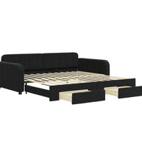 Tagesbett Ausziehbar mit Schubladen Schwarz 100x200 cm Samt