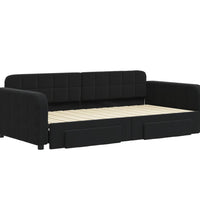 Tagesbett Ausziehbar mit Schubladen Schwarz 100x200 cm Samt