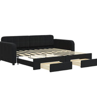 Tagesbett Ausziehbar mit Schubladen Schwarz 90x190 cm Samt
