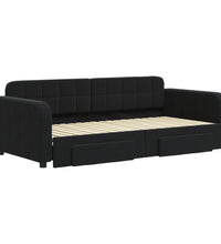 Tagesbett Ausziehbar mit Schubladen Schwarz 90x190 cm Samt
