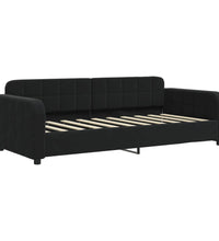 Tagesbett Ausziehbar mit Schubladen Schwarz 90x190 cm Samt