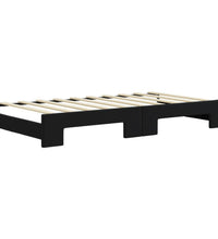 Tagesbett Ausziehbar mit Schubladen Schwarz 90x190 cm Samt