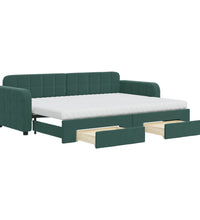 Tagesbett Ausziehbar mit Schubladen Dunkelgrün 80x200 cm Samt