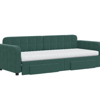 Tagesbett Ausziehbar mit Schubladen Dunkelgrün 80x200 cm Samt