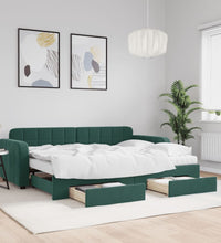 Tagesbett Ausziehbar mit Schubladen Dunkelgrün 80x200 cm Samt
