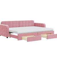 Tagesbett Ausziehbar mit Schubladen Rosa 80x200 cm Samt