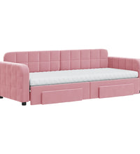 Tagesbett Ausziehbar mit Schubladen Rosa 80x200 cm Samt