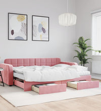 Tagesbett Ausziehbar mit Schubladen Rosa 80x200 cm Samt