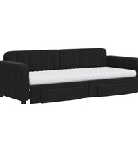 Tagesbett Ausziehbar mit Schubladen Schwarz 80x200 cm Samt