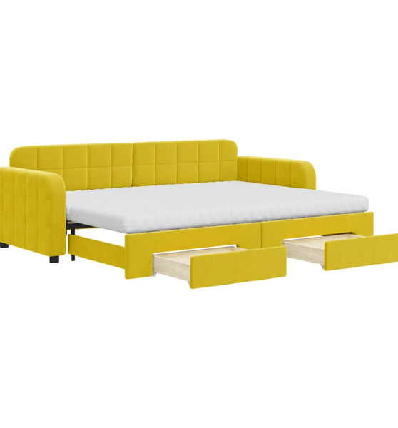 Tagesbett Ausziehbar mit Schubladen Gelb 80x200 cm Samt