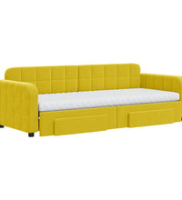 Tagesbett Ausziehbar mit Schubladen Gelb 80x200 cm Samt