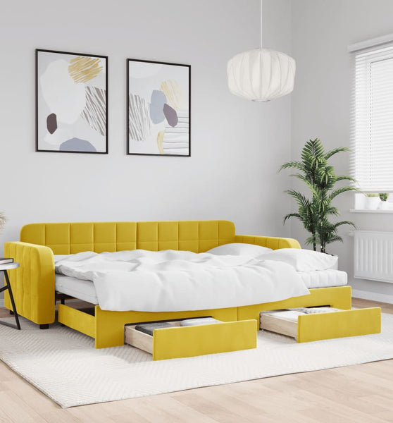 Tagesbett Ausziehbar mit Schubladen Gelb 80x200 cm Samt