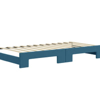 Tagesbett Ausziehbar mit Schubladen Blau 90x200 cm Samt