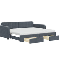 Tagesbett Ausziehbar mit Schubladen Dunkelgrau 90x200 cm Samt
