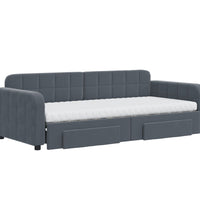 Tagesbett Ausziehbar mit Schubladen Dunkelgrau 90x200 cm Samt