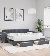 Tagesbett Ausziehbar mit Schubladen Dunkelgrau 90x200 cm Samt