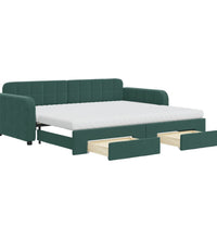Tagesbett Ausziehbar mit Schubladen Dunkelgrün 90x200 cm Samt
