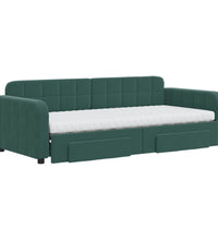 Tagesbett Ausziehbar mit Schubladen Dunkelgrün 90x200 cm Samt