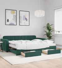 Tagesbett Ausziehbar mit Schubladen Dunkelgrün 90x200 cm Samt