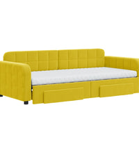 Tagesbett Ausziehbar mit Schubladen Gelb 90x200 cm Samt