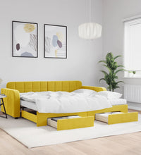 Tagesbett Ausziehbar mit Schubladen Gelb 90x200 cm Samt