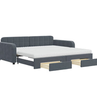 Tagesbett Ausziehbar mit Schubladen Dunkelgrau 100x200 cm Samt