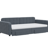 Tagesbett Ausziehbar mit Schubladen Dunkelgrau 100x200 cm Samt