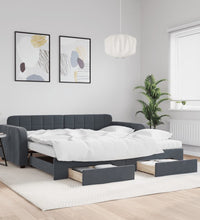 Tagesbett Ausziehbar mit Schubladen Dunkelgrau 100x200 cm Samt